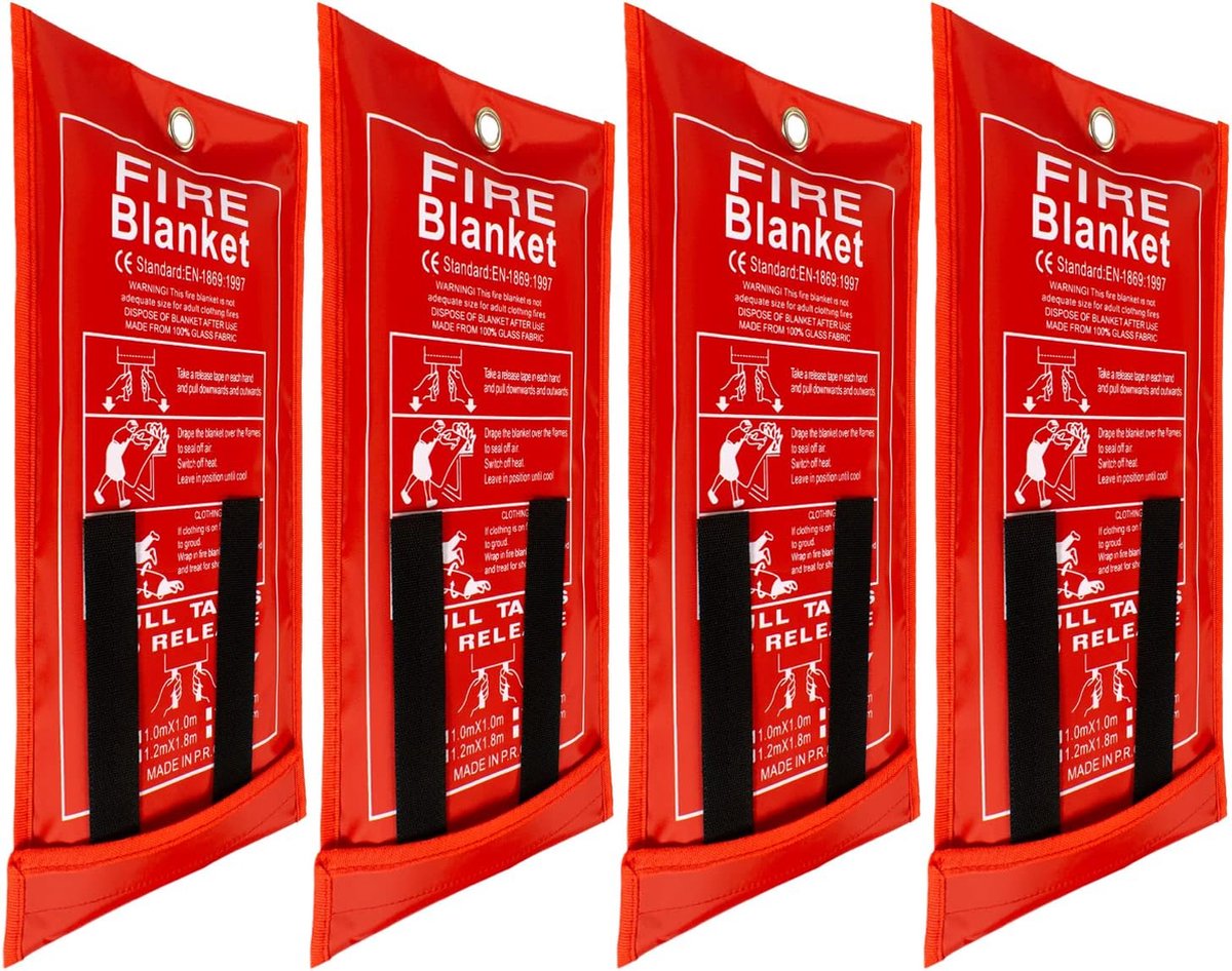 Blusdeken Voor Keuken - 4 Stuks - 91cm x 91cm - Verspreid door de keuken voor makkelijk gebruik - Kan Tot 550 Graden Aan -
