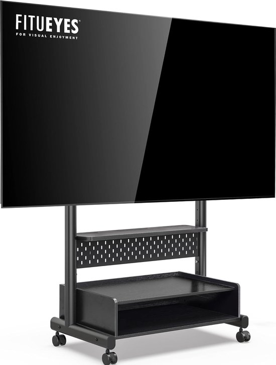 XTRARM Stellar tv-standaard oprolbaar met houten plank, in hoogte XTRARM Stellar tv-standaard oprolbaar met houten plank, in hoogte