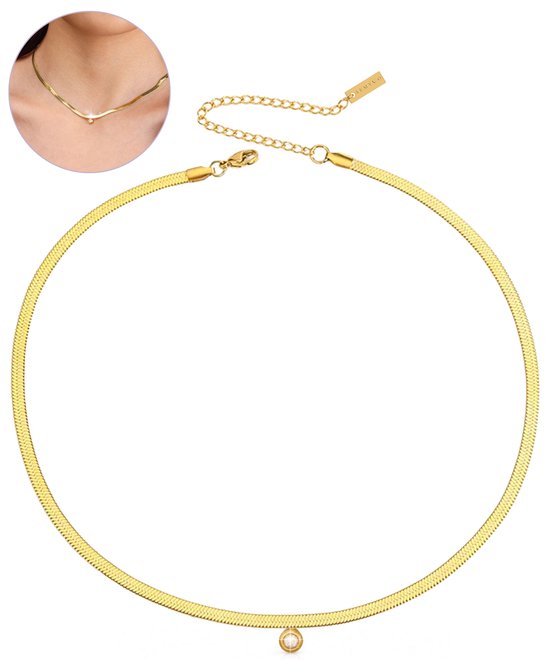 Semyco® Ketting Dames Herringbone - Halsketting verguld 18 Karaat Goud - Goudkleurig Schakelketting - Cadeau voor Vrouw - Liora