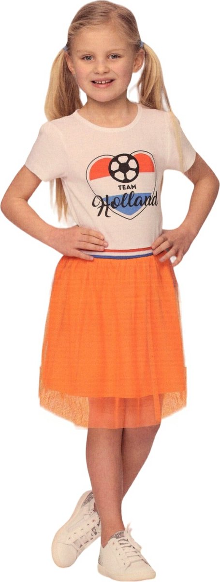 Oranje Meisjes T-shirt Jurk - T-shirtjurk - Team Holland - Voor o.a. EK/WK Koningsdag - Holland - Maat: 86/92 - 1,5 tot 2 jaar