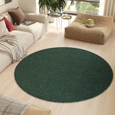 Tapiso Nizza Rond Vloerkleed Groen Antislip Waasbaar Laagpolig Tapijt Kleed Maat- 160x160