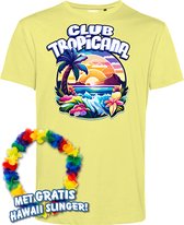 T-shirt Colorful Tropics | Toppers in Concert 2024 | Club Tropicana | Hawaii Shirt | Ibiza Kleding | Lichtgeel | maat 4XL