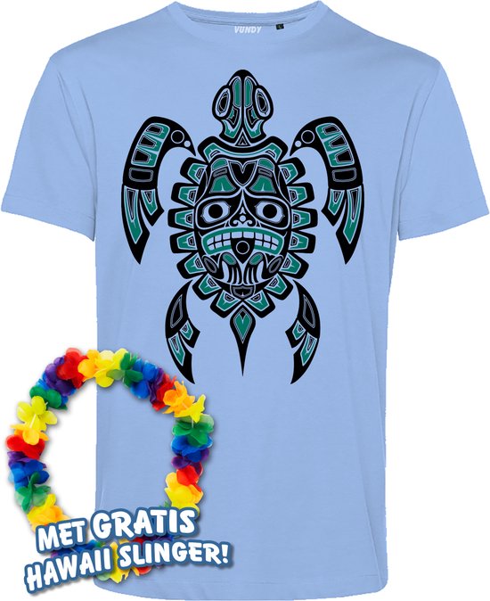 T-shirt Nesian Trible Turtle | Toppers in Concert 2024 | Club Tropicana | Hawaii Shirt | Ibiza Kleding | Lichtblauw | maat 4XL