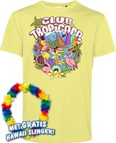 T-shirt Flamingo Summer | Toppers in Concert 2024 | Club Tropicana | Hawaii Shirt | Ibiza Kleding | Lichtgeel | maat XS