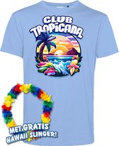 T-shirt Colorful Tropics | Toppers in Concert 2024 | Club Tropicana | Hawaii Shirt | Ibiza Kleding | Lichtblauw | maat XXXL