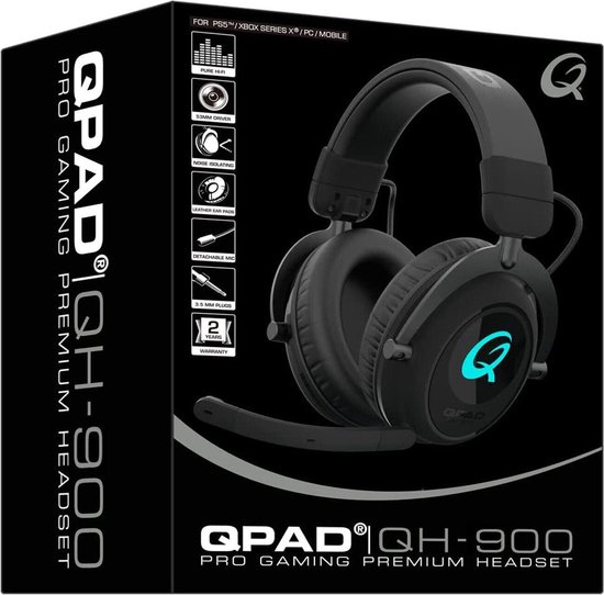 QPAD - QH-900 - Draadloze stereo gaming headset Zwart voor PC, PS4/PS5, Xbox One, Xbox Series S|X, Nintendo Switch