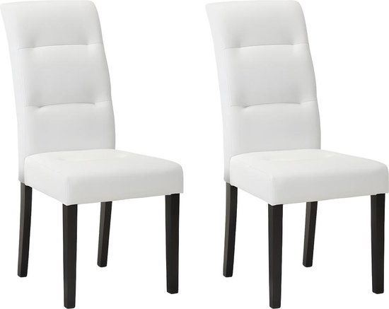 Set van 2 stoelen TADDEO - Wit kunstleer & poten van donker hout L 64 cm x H 105 cm x D 47 cm