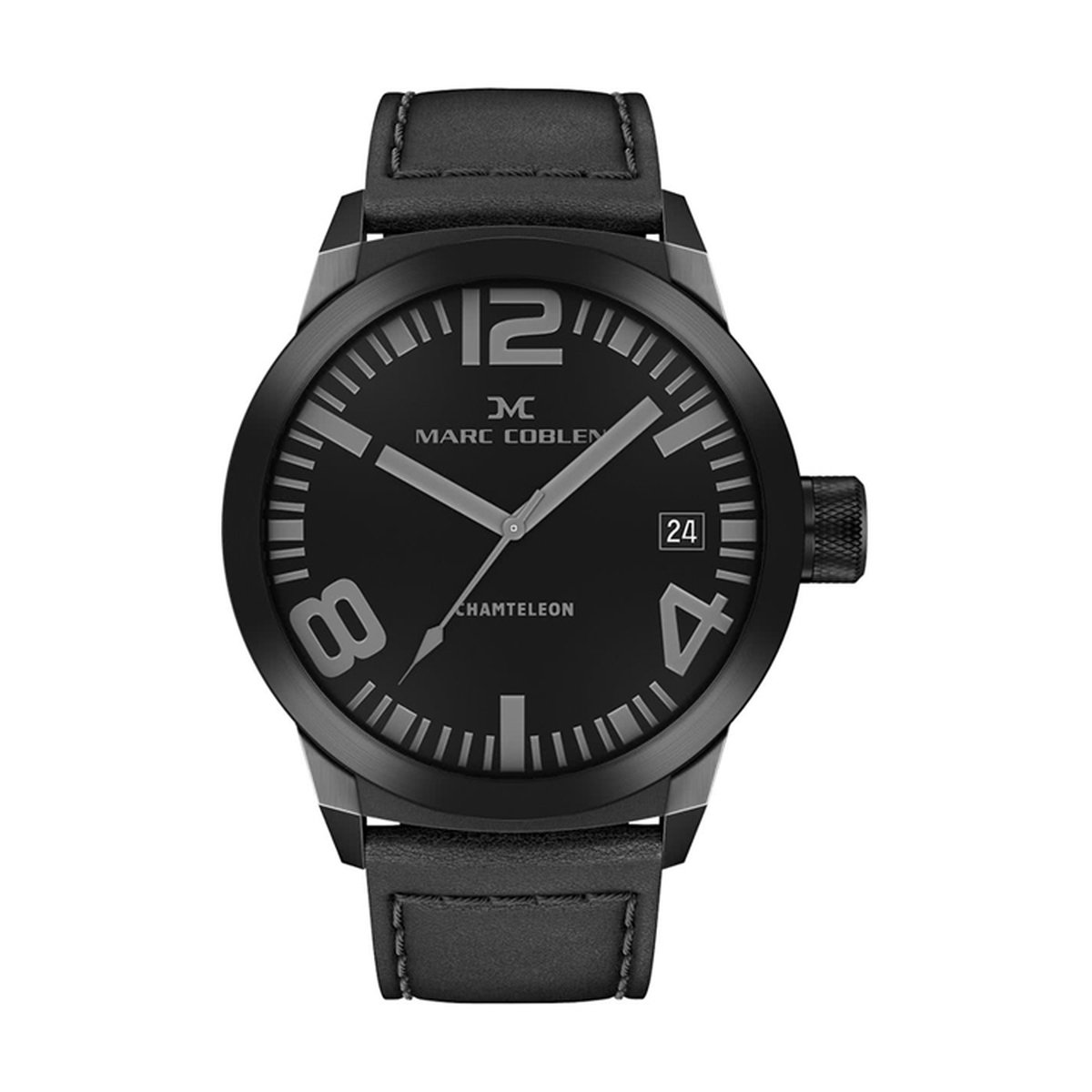 Marc Coblen Horloge voor Dames en Heren - MC42B1 - met Verwisselbare Lunette en Horlogeband - Zwart - 42mm