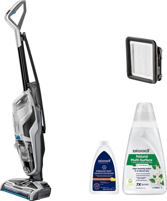 BISSELL CrossWave C3 Pro Steelstofzuiger met Dweilfunctie - 3-in-1 Stofzuiger, Dweil & Droger - Vloerreiniger met Snoer - Multi Surface Cleaner voor Harde Vloeren & Vloerkleden - 3555N