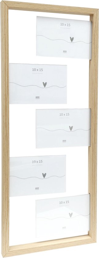 Deknudt Frames multifotolijst S68UA3 P5 - naturel mdf/plexi - 5x 10x15