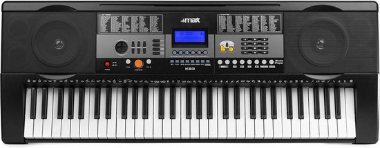 Keyboard - MAX KB3 keyboard piano met 61 aanslaggevoelige toetsen, hoofdtelefoon aansluiting, USB mp3 speler en meer voor beginner en gevorderde - MAX