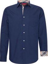 Overhemden Heren Lange Mouwen Comfort Fit - Longsleeve Shirt - Strijkvrij - Maat L - Navy