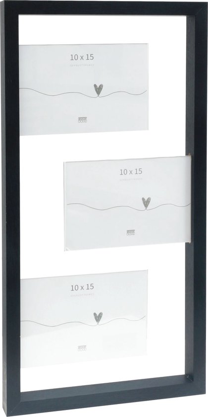 Deknudt Frames multifotolijst S68UA2 P3 - zwart - mdf/plexi - 3x 10x15