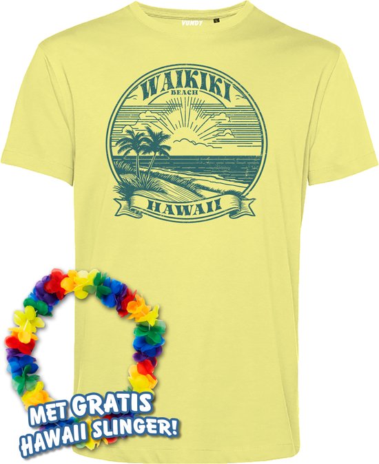 T-shirt Waikiki Beach | Toppers in Concert 2024 | Club Tropicana | Hawaii Shirt | Ibiza Kleding | Lichtgeel | maat 4XL