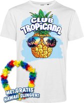 T-shirt Head d'ananas | Toppers in concert 2024 | Club Tropicana | Chemise hawaïenne | Vêtements Ibiza | Blanc | taille L.