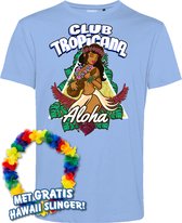 T-shirt Hawaiian Hula Ukelele | Toppers in Concert 2024 | Club Tropicana | Hawaii Shirt | Ibiza Kleding | Lichtblauw | maat XXL