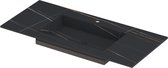 INK Post wastafel in keramische slab met envelop bodem wasbak midden met 1 kraangat, 100x45x1cm, lauren black mat