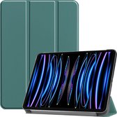 Case2go - Tablet hoes geschikt voor Apple iPad Pro 11 (2024) - Tri-fold hoes - Auto/Wake functie - Donker Groen