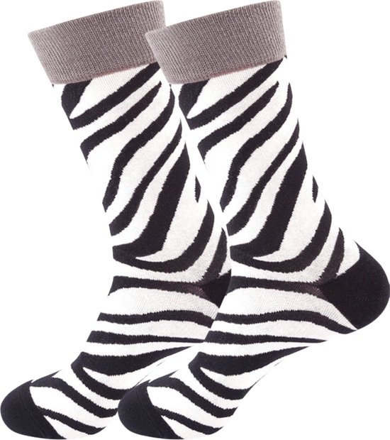 Winkrs - Zebra Sokken met Zwart Witte Strepen - Grappige Dieren Sokken maat 36-41