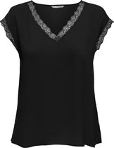 Only T-shirt Onljasmina S/s Top en dentelle à col en V Noos 15252241 Noir Taille Femme - XL