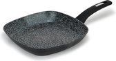 Grillpan, 28 cm, graniet grillpan met antiaanbaklaag, geschikt voor alle warmtebronnen, ook inductie, PFOA-vrij