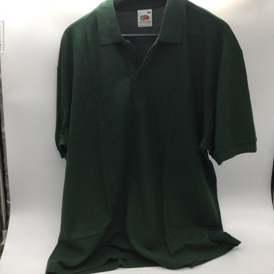 Bowling Bowlingpolo 'Fruit of the Loom' effen donker groene polo zonder logo's of tekst, maat XL, 65% polyester / 35% cotton,