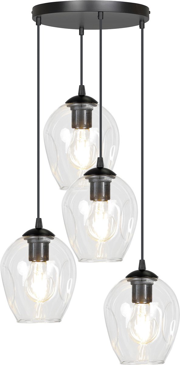 Emibig Nokia ronde 4L transparant glas hanglamp 4x E27 - Perfecte verlichting voor elke ruimte
