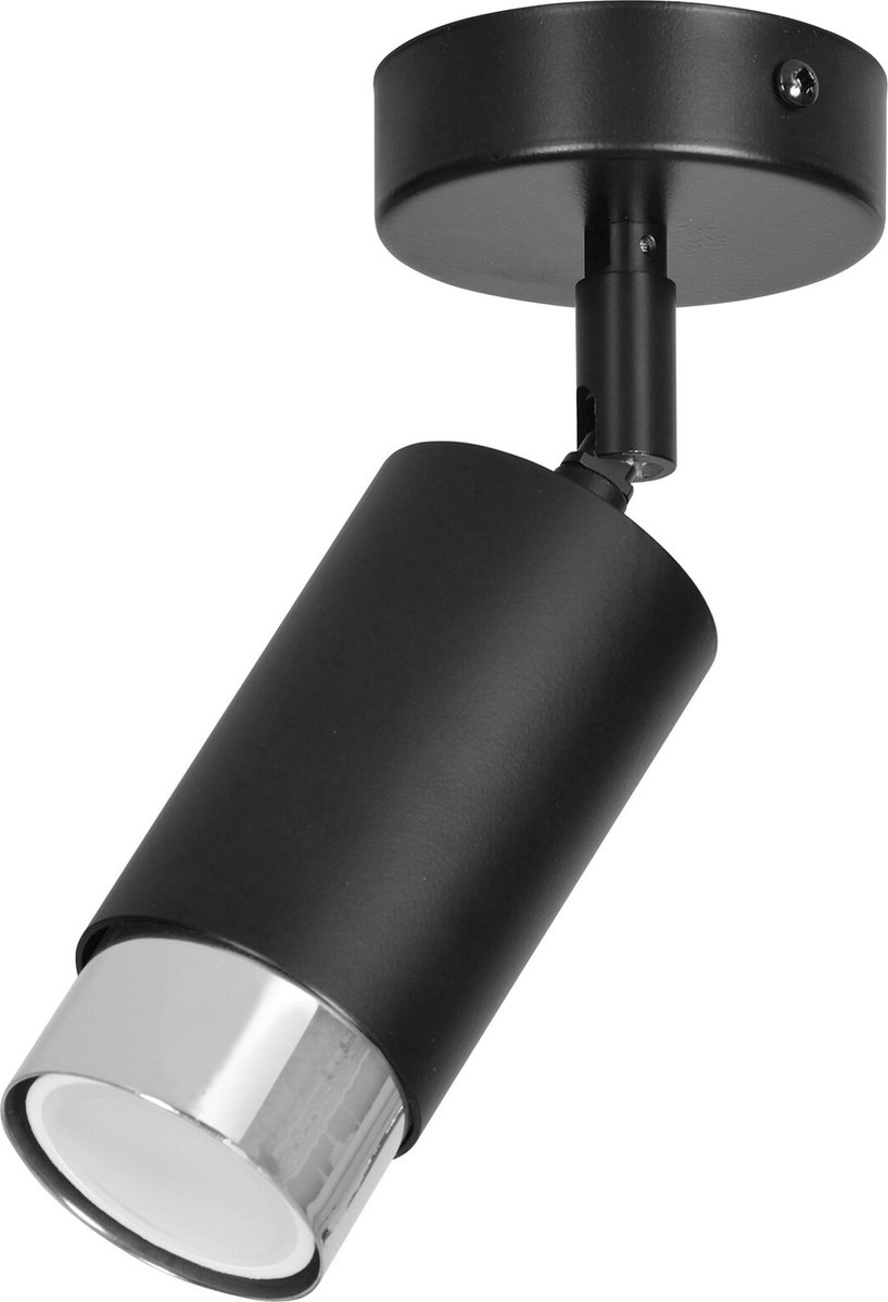 Emibig Boras zwarte plafondspot GU10 met chroom luxe afwerking - Perfecte verlichting voor elke ruimte