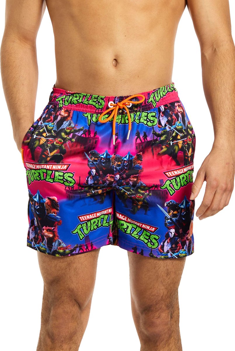 OppoSuits TMNT™ Dude! - Heren Zwembroek - Turtles Shorts Met Ritsen en Zakken - Meerkleurig