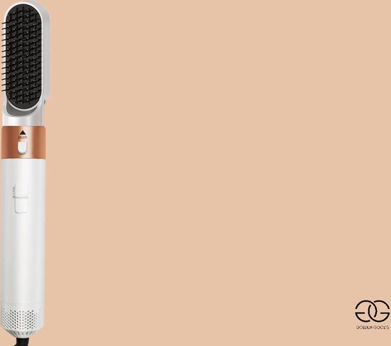 Golden Goods® Airstyler - Multistyler - Föhnborstel Wit- Krultang 5 in 1 - Krulborstel tot 110ºC - Hairwrap Föhn met 5 opzetstukken - 1000W Haardroger Styler - Incl. Hittebestendige Handschoen