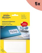 5x Avery etiket Zweckform 98x51mm wit pakje a 84 etiketjes