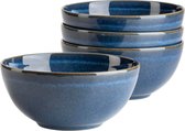 Ossia vintage ontbijtset van keramiek voor 4 personen - 4-delige serviesset in blauw aardewerk