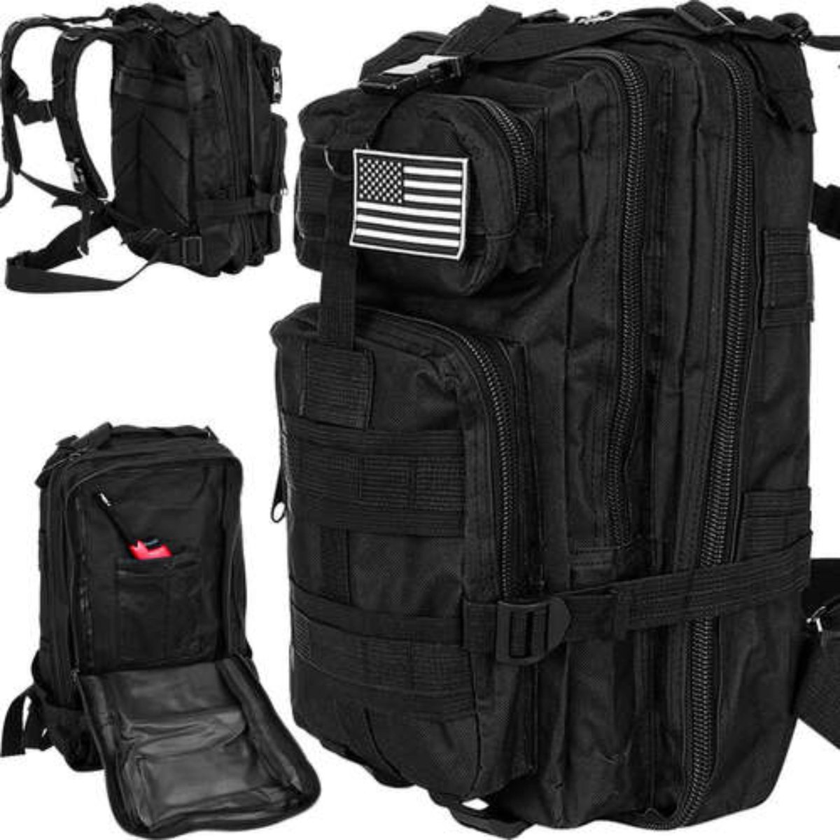 Trizand 26L Militaire Toeristenrugzak Klein Zwart - Perfect voor Avonturen en Dagelijks Gebruik