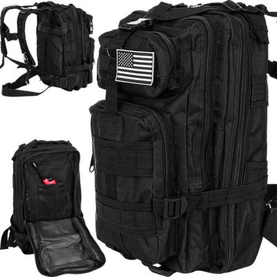 Trizand 26L militaire rugzak klein zwart – voor avontuur & dagelijks gebruik