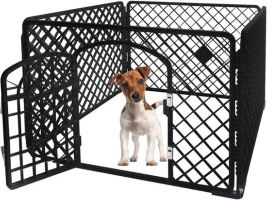 Foto: Hondenren puppyren box voor hond puppy bench kooi ren wit transporteerbaar met poortje 90x90x60cm