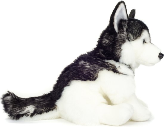 Foto: Hermann teddy knuffeldier hond husky zachte pluche premium kwaliteit knuffels grijs wit 30 cm