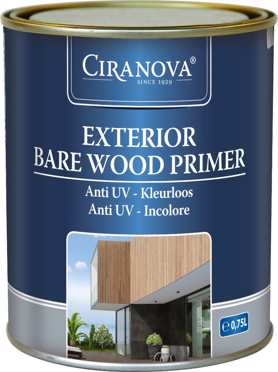 Ciranova Exterior Bare Wood Primer - 750 ml - Kleurloos - Beschermende Houtprimer