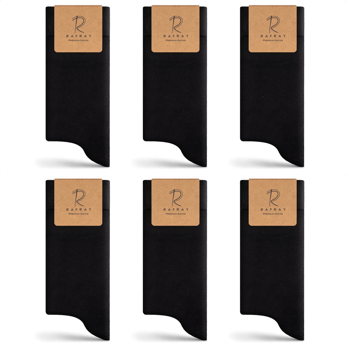 RAFRAY Sokken - Klassieke Dunne & Lichtgewicht Zwarte Sokken voor Heren in Cadeaubox - Premium Katoen - 6 paar - Maat 40-44 - Zwart / Black