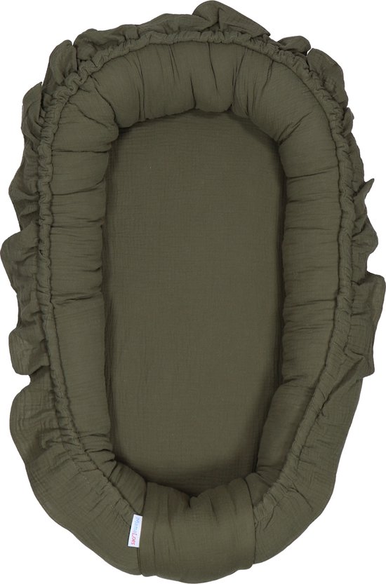MamaLoes Soft Cotton Ruffle Ecru 90 cm Rond Boxkleed
