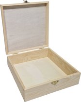 Boîte carrée en bois avec couvercle à rabat pin 21x21x7 cm