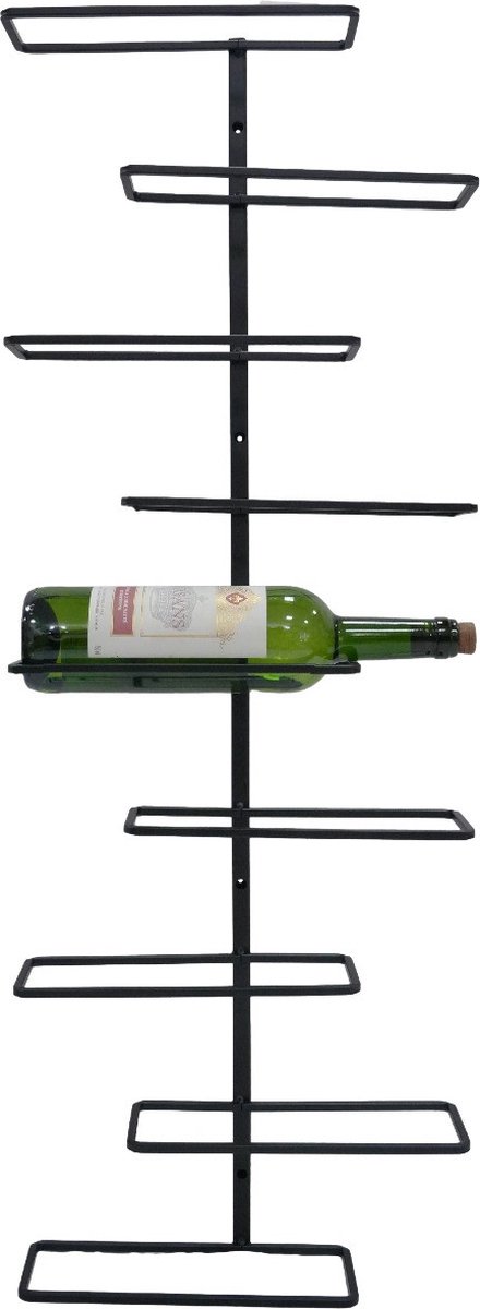 Vinata Basento wijnrek muur - zwart - 9 flessen - wijnrekken - flessenrek - wijnrek metaal - wijnrek wand - wijn rek - wijnrek hangend - wijnfleshouder - flessen rek