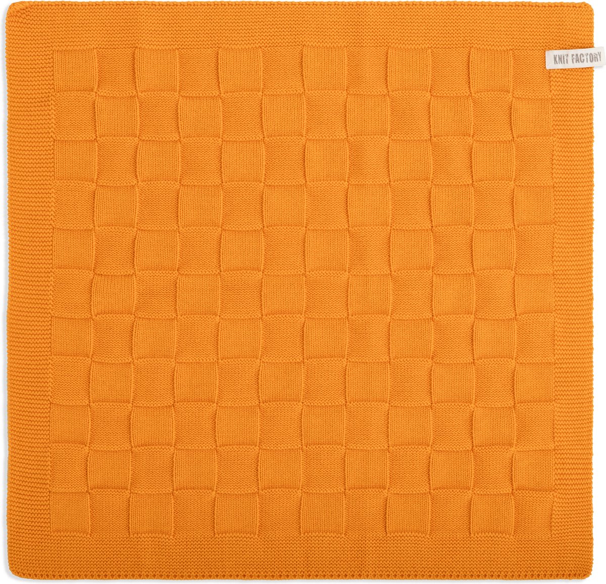Knit Factory Gebreide Keukendoek - Keukenhanddoek Uni - Handdoek - Vaatdoek - Keuken doek - Orange - Oranje - 50x50 cm