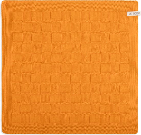Knit Factory Torchon de cuisine tricoté - Torchon de cuisine Uni - Serviette - Torchon - Torchon de Cuisine - Orange - Oranje - 50x50 cm