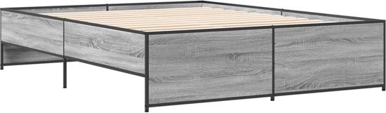 vidaXL-Bedframe-bewerkt-hout-metaal-grijs-sonoma-eiken-140x200-cm