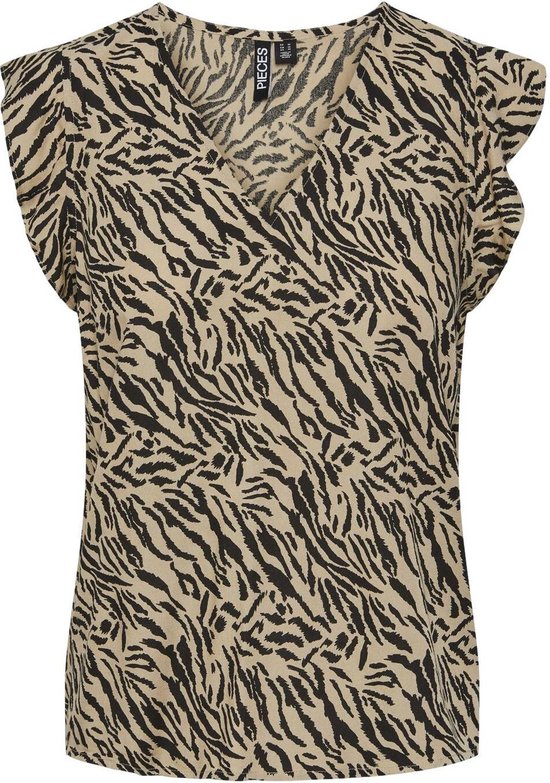 Pieces Top Pcnya Sl V-neck Top Bc 17147804 White Pepper/animal Dames Maat - L