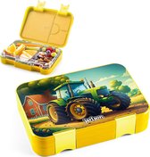 Toni Lunchbox voor kinderen, met vakken, bento box, lekvrij, snackbox voor kleuterschool en school, meisjes en jongens, snackbox (tractor)