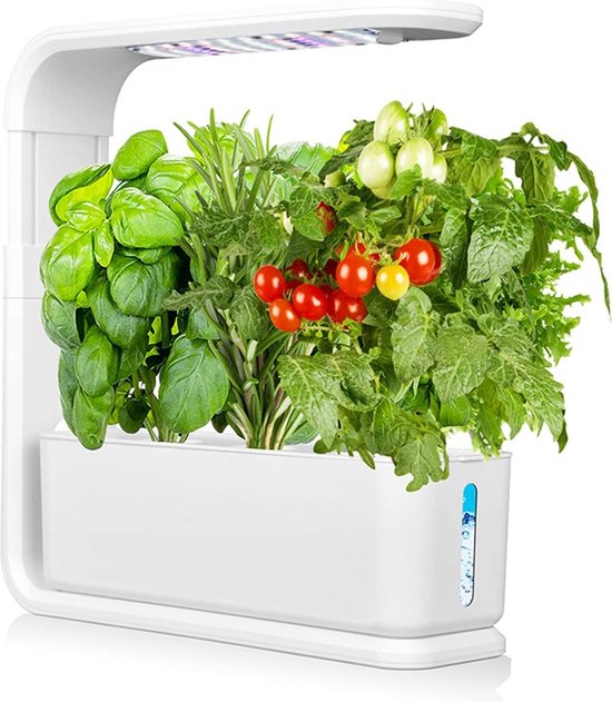 Fratersphere Indoor kweekbak - Moestuin - Met LED Verlichting - Kweekset - 60 Groeilampen - 3 capsules - Keuken - Met Timer - Verstelbare Hoogte - Indoor garden - Wit