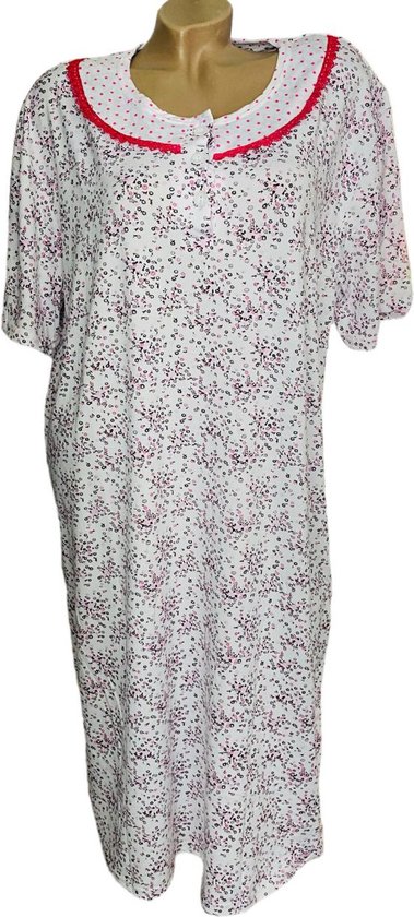 Dames nachthemd korte mouw met bloemenprint 6530 XXL roze