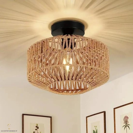 Lichtendirect- Lampe de plafond en Bamboe Lampe de plafond de chambre à coucher- Lampe de plafond de salon- Lampe de plafond en bambou