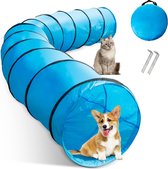 Tunnel pour chien 500 x 60 cm Tunnel de jeu Tunnel d'agilité pour entraînement Tunnel pour chat pliable avec piquets et sac de transport Tunnel pour chiens Bleu
